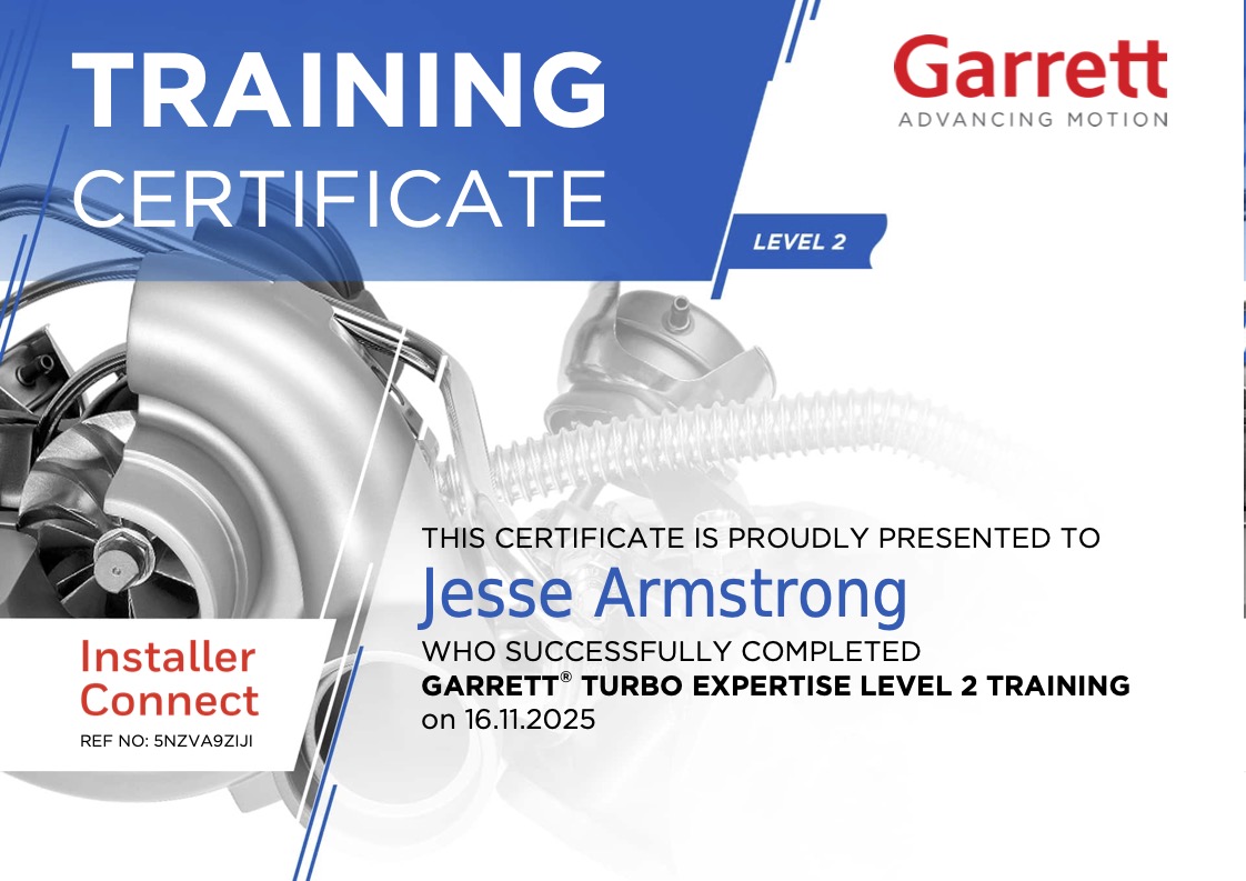 Garrett Turbo Installer Certificate 2