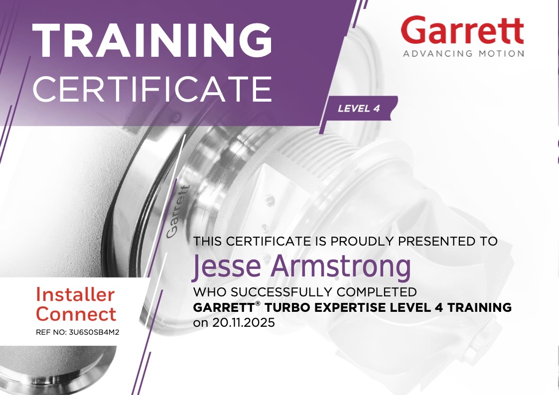 Garrett Turbo Installer Certificate 4