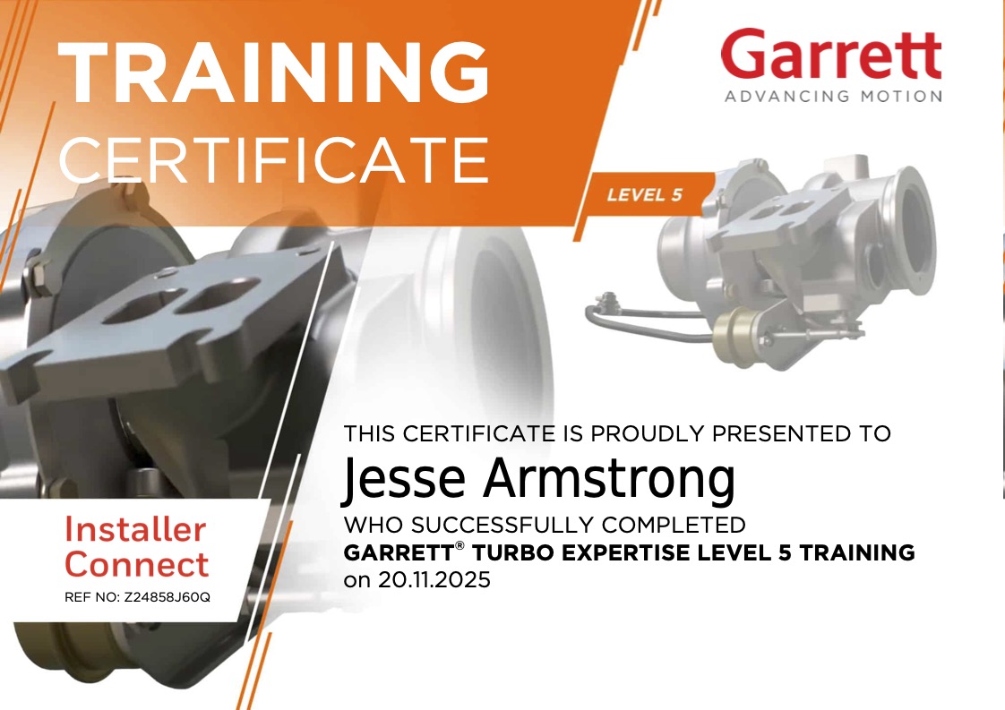 Garrett Turbo Installer Certificate 5