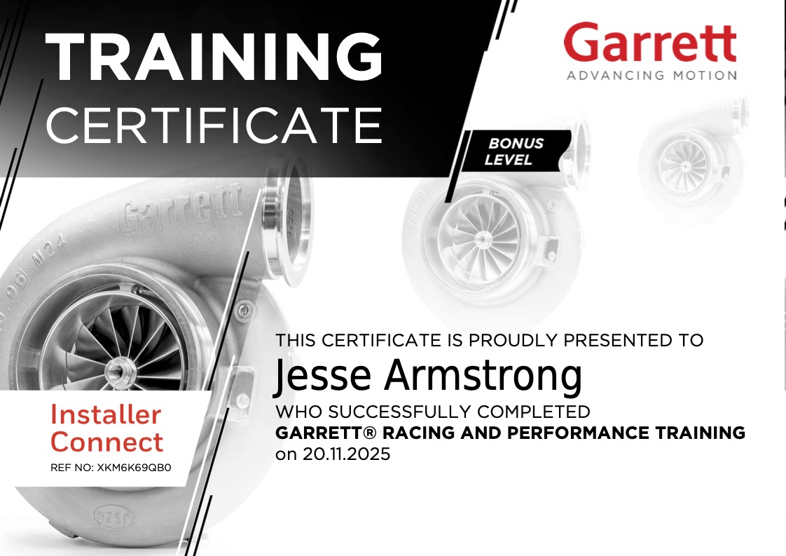 Garrett Turbo Installer Racing & Performance Certificate